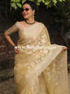 Banarasee Organza Mix Saree With Resham & Zari Jaal Design & Floral Border-Gold