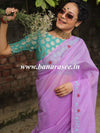 Banarasee Chanderi Cotton Hand-Embroidered Saree-Purple