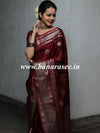 Banarasee Semi-Dupion Silk Saree With Meena & Zari Border- Maroon