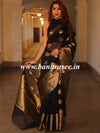Banarasee Cotton Silk Saree With Antique Zari Buta & Border-Black