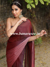 Banarasee Velvet Chiffon Sari With Swarovski Border & Contrast Sequins Work Blouse-Wine