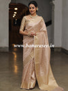 Banarasee Handwoven Tissue Saree with Zari Buti Work -Gold (Pink Tone)