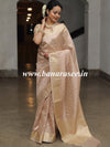 Banarasee Handwoven Tissue Saree with Zari Buti Work -Gold (Pink Tone)