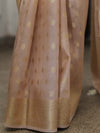 Banarasee Handwoven Tissue Saree with Zari Buti Work -Gold (Pink Tone)