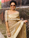 Banarasee Handwoven Tissue Saree with Zari Buti Work -Gold
