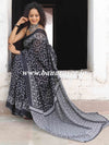 Handloom Mul Cotton Hand-block Print Saree-Black