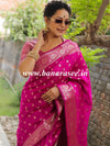 Banarasee Handwoven Pure Silk Cotton Saree With Zari Buti & Border-Pink