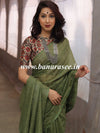 Bhagalpur Cotton Silk Ghichha Work Saree-Olive Green