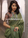 Bhagalpur Cotton Silk Ghichha Work Saree-Olive Green