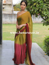 Banarasee Velvet Chiffon Sari With Swarovski Border & Contrast Sequins Work Blouse-Green & Maroon