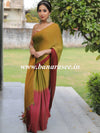 Banarasee Velvet Chiffon Sari With Swarovski Border & Contrast Sequins Work Blouse-Green & Maroon