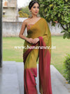 Banarasee Velvet Chiffon Sari With Swarovski Border & Contrast Sequins Work Blouse-Green & Maroon