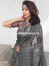 Bhagalpur Cotton Silk Ghichha Work Saree-Black