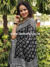 Linen Cotton Bagru Hand-Block Printed Saree-Black