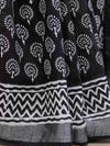 Linen Cotton Bagru Hand-Block Printed Saree-Black