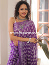 Linen Cotton Bagru Hand-Block Printed Saree-Purple