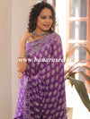 Linen Cotton Bagru Hand-Block Printed Saree-Purple
