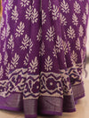 Linen Cotton Bagru Hand-Block Printed Saree-Purple