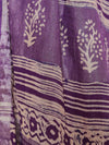 Linen Cotton Bagru Hand-Block Printed Saree-Purple