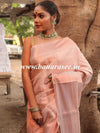 Banarasee Handwoven Semi Silk Saree With Copper Zari Buti Design-White