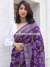 Linen Cotton Bagru Hand-Block Printed Saree-Purple