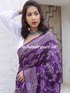 Linen Cotton Bagru Hand-Block Printed Saree-Purple