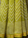 Handloom Chanderi Bagru Block Printed Mirror-Work Saree-Henna Green
