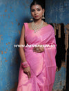 Banarasee Handwoven Semi Silk Saree With Copper Zari Buti Design-Pink