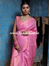 Banarasee Handwoven Semi Silk Saree With Copper Zari Buti Design-Pink