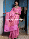 Banarasee Handwoven Semi Silk Saree With Copper Zari Buti Design-Pink