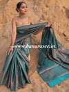 Banarasee Handwoven Semi Silk Saree With Copper Zari Design-Green
