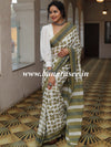 Handloom Mul Cotton Hand-block Print Saree-White