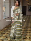 Handloom Mul Cotton Hand-block Print Saree-White