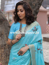 Bhagalpur Linen Cotton Resham Embroidered Saree-Blue