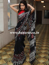 Linen Cotton Bagru Hand-Block Printed Saree-Black