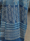 Linen Cotton Bagru Hand-Block Printed Saree-Pastel Blue