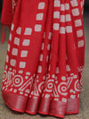 Linen Cotton Bagru Hand-Block Printed Saree-Red