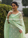 Banarasee Handloom Chanderi Silk Salwar Kameez Fabric With Chikankari Embroidery-Mint Green