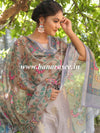 Banarasee Chanderi Silk Zari Buti Salwar Kameez Fabric With Digital Print Dupatta-Grey