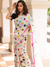 Handloom Mul Cotton Hand-block Print Saree-White