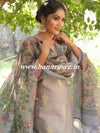 Banarasee Chanderi Silk Zari Buti Salwar Kameez Fabric With Digital Print Dupatta-Grey