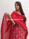 Banarasee Handloom Chanderi Silk Salwar Kameez Fabric With Chikankari Embroidery-Red