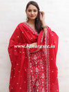 Banarasee Handloom Chanderi Silk Salwar Kameez Fabric With Chikankari Embroidery-Red