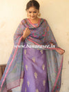 Banarasee Chanderi Silk Zari Buti Salwar Kameez Fabric With Digital Print Dupatta-Lavender