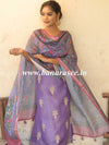 Banarasee Chanderi Silk Zari Buti Salwar Kameez Fabric With Digital Print Dupatta-Lavender