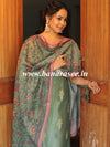 Banarasee Chanderi Silk Zari Buti Salwar Kameez Fabric With Digital Print Dupatta-Pastel Green