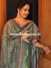 Banarasee Chanderi Silk Zari Buti Salwar Kameez Fabric With Digital Print Dupatta-Pastel Green