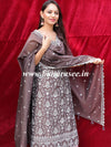 Banarasee Handloom Chanderi Silk Salwar Kameez Fabric With Chikankari Embroidery-Brown