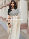 Banarasee Mix Organza Hand-Embroidered Saree-Beige