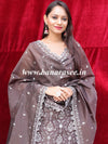 Banarasee Handloom Chanderi Silk Salwar Kameez Fabric With Chikankari Embroidery-Brown